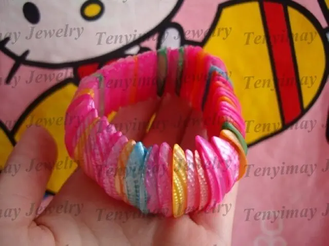 Wholesale colorful shell bracelets free shipping, natural stretchy shell bracelets, kids bracelets, girls bracelets, beach gift
