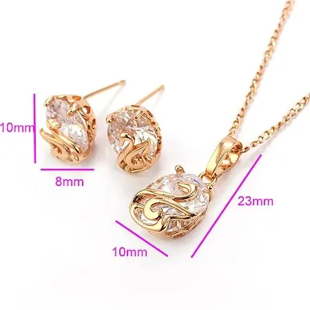 Fashion Jewelry Set ,Swan Zircon 18K Yellow Gold Jewelry Set,18K Necklace, Earrings Bracelet Set ,18K Gold Set ,Gold Set