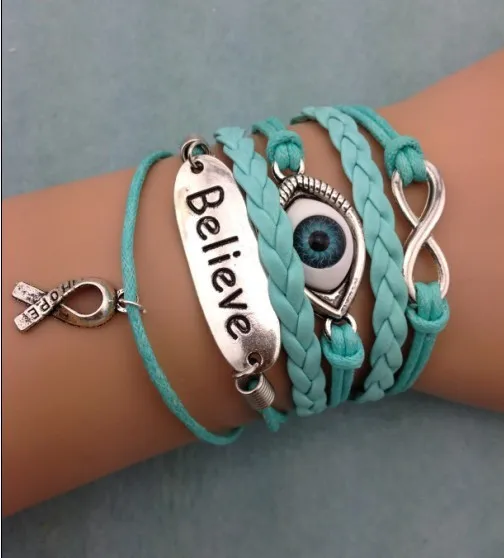 infinity bracelet, evil eye bracelet,believ bracelet,leather bracelt,bracelet for christmas gift 3176