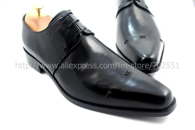 Adhesive craft custom handmade pure genuine calf leather men's dress/classic derby color black shoe No.D57