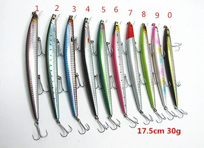 Isca de Pesca Isca de Plástico 30g tipo Flutuante Iscas Minnow Rígido Lábio 17.5 cm - 2 17.5 cm 30g tipo Flutuante Iscas Minnow