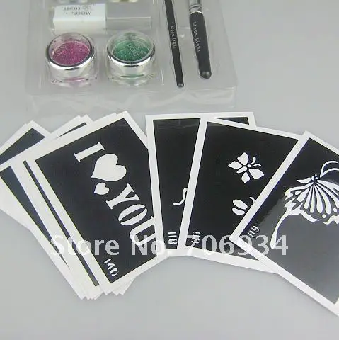 Wholesale glitter tattoo kit 4 Colors Supply Kit  Body Painting Tattoo Deluxe Kit Body Art Kit BALK4