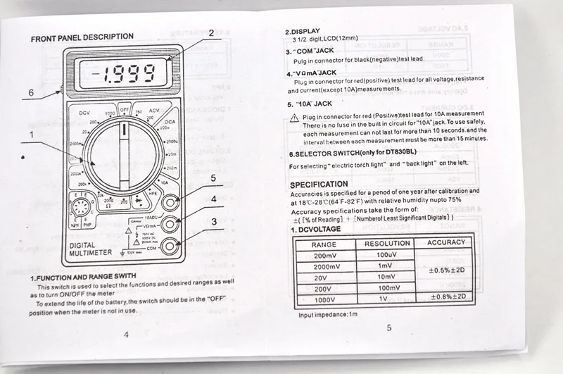 Инструкция к dt 838 digital multimeter