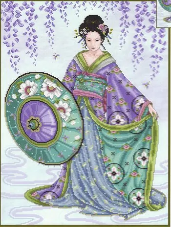 CS-110WM Blue Geisha Joan Elliott collection cross stitch kit set.jpg_.webp