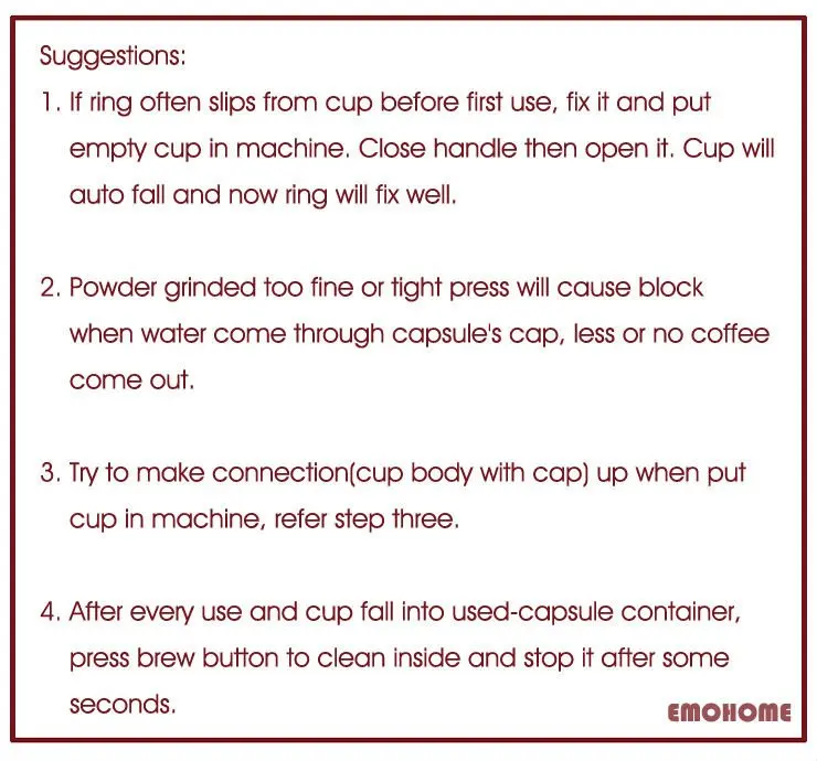 EMOHOME Espresso Reusable Capsule cup Compatible NESPRESSO machine system, wholeasale express free shipping