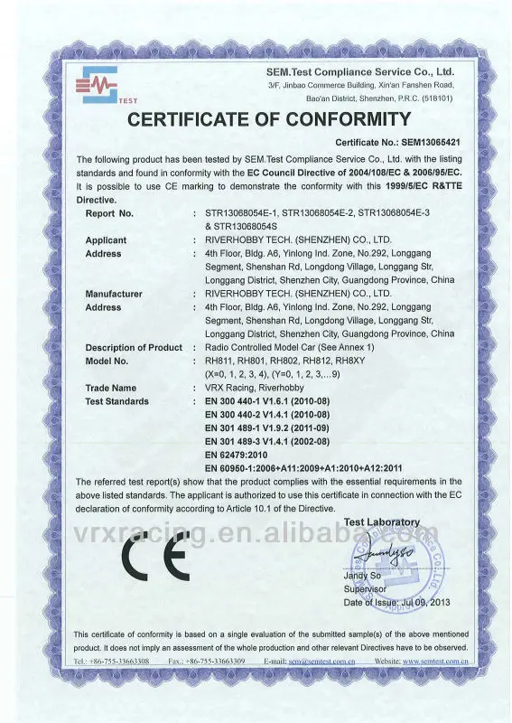 1-8TH SCALE ce certification