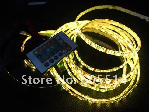 [Seven Neon]Free DHL shipping+5M waterproof 300 LEDs 5050 led SMD RGB Led+24keys IR remote controller+12V 7A Led Power Adapter