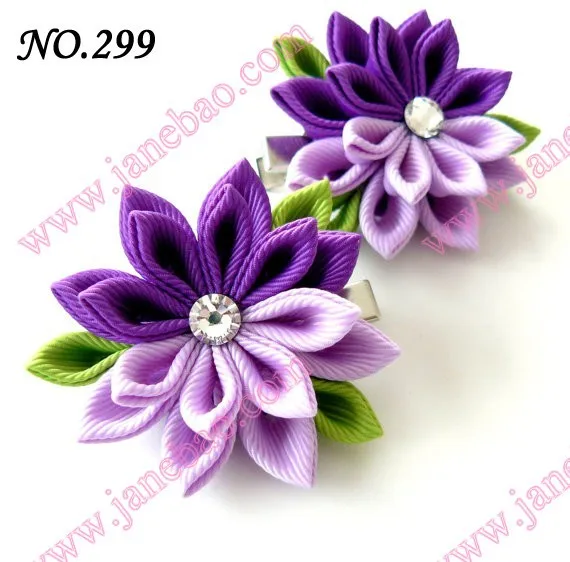 Free Shipping 24 Pcs 3 Kanzashi Flower Hair Clips Badge Reel Hair Clips Hair Bows Clips Bow Clip Hair Bow Clipflower Hair Clip Aliexpress