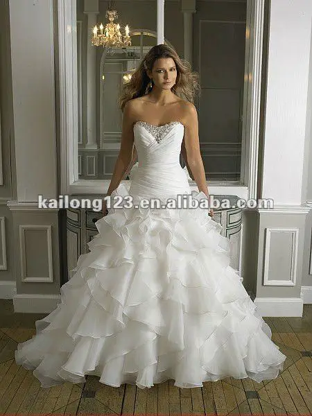 Aliexpress Elaborate Sweetheart Drop Waist A Line Sweep Elaborate Sweetheart Drop Waist A Line Sweep Train Beaded Pearls Ruched Ruffled Organza Wedding Dresses