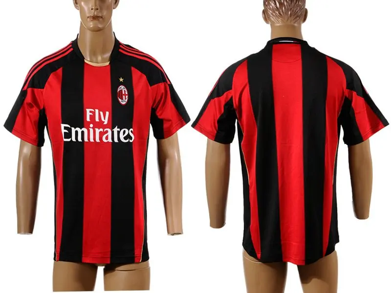 red and black striped soccer jersey
