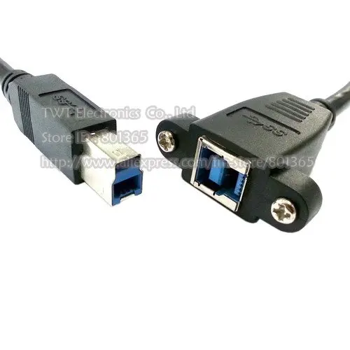 Super Speed USB 3.0 backpanel mount B female To Male B type extension cable 0.5m.jpg
