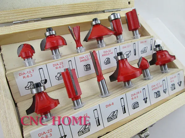 NEW 12pcs/set 1/4" (6.35mm) Shank Wood Router Bits Set Sharp Cutting Drilling Door Wooden Box pellet mill for sale