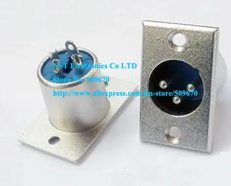 Free Shipping /5pcs/ XLR 3-Pin Male Chassis Panel Socket Speaker Audio Connector  New