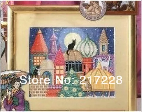 CS-023ANI cross stitch kit set embroidery Black Cat's castle.jpg