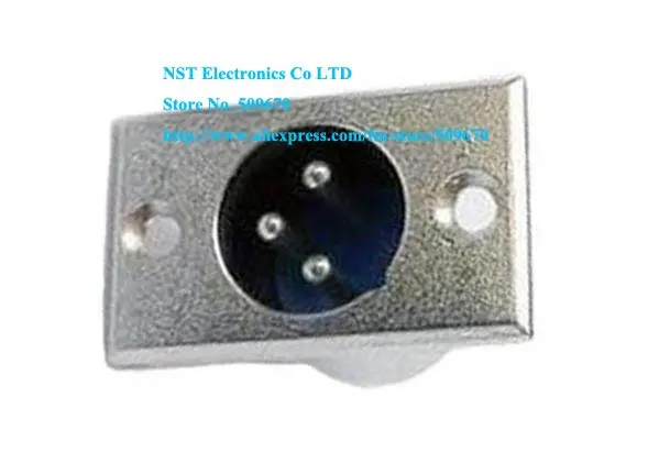 Free Shipping /5pcs/ XLR 3-Pin Male Chassis Panel Socket Speaker Audio Connector  New