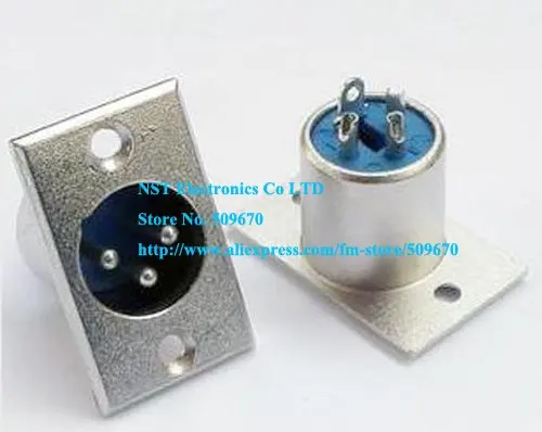 Free Shipping /5pcs/ XLR 3-Pin Male Chassis Panel Socket Speaker Audio Connector  New