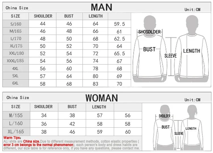 China Shirt Size Chart