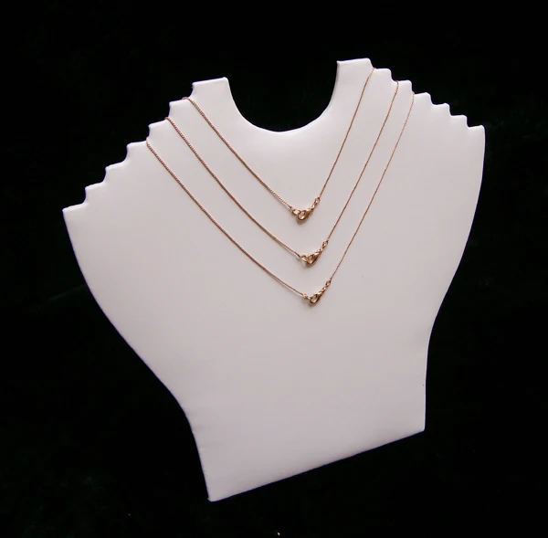 8Pc SET 12"H NECKLACE PENDANT CHAIN WHITE LEATHERETTE JEWELRY DISPLAY PJ17W8 