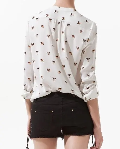 NEW WOMEN FASHION V NECK ROLL UP SLEEVE 