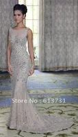 Wholesale - 2012 New Design Cap Sleeve High Neck Heavy Beaded Silver Long Chiffon Mermaid Evening Dresses ED0001