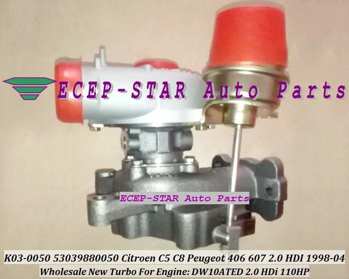 K03-0050 K03 53039880050 53039700050 Turbo Turbine Turbocharger Fit For Citroen C5 C8 Peugeot 406 607 Engine 2.0HDi DW10ATED 2.0L 110HP