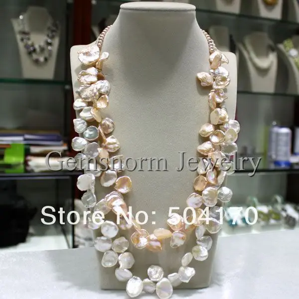 varitions color coin Keshi reborn nucleared freshwater pearl necklace 19-21mm 