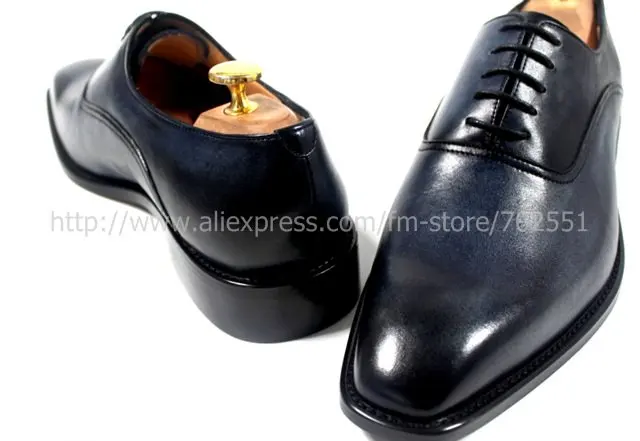 Free shipping mackay craft handmade genuine calf leather men's oxford shoe color navy No.OX176