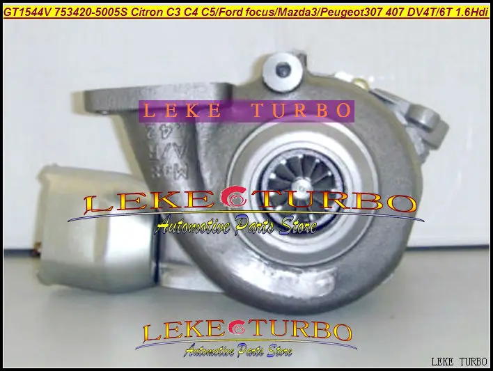 GT1544V 753420-5005S 753420 Turbocharger  Citroen C3 C4 C5 FORD C-Max Focus Mazda3 Peugeot 307 407 S40 V50 DV4T DV6T 1.6L Hdi (2)