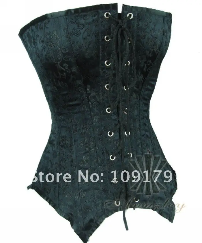 Black Steel Boned Waist Training Corset Top.jpg