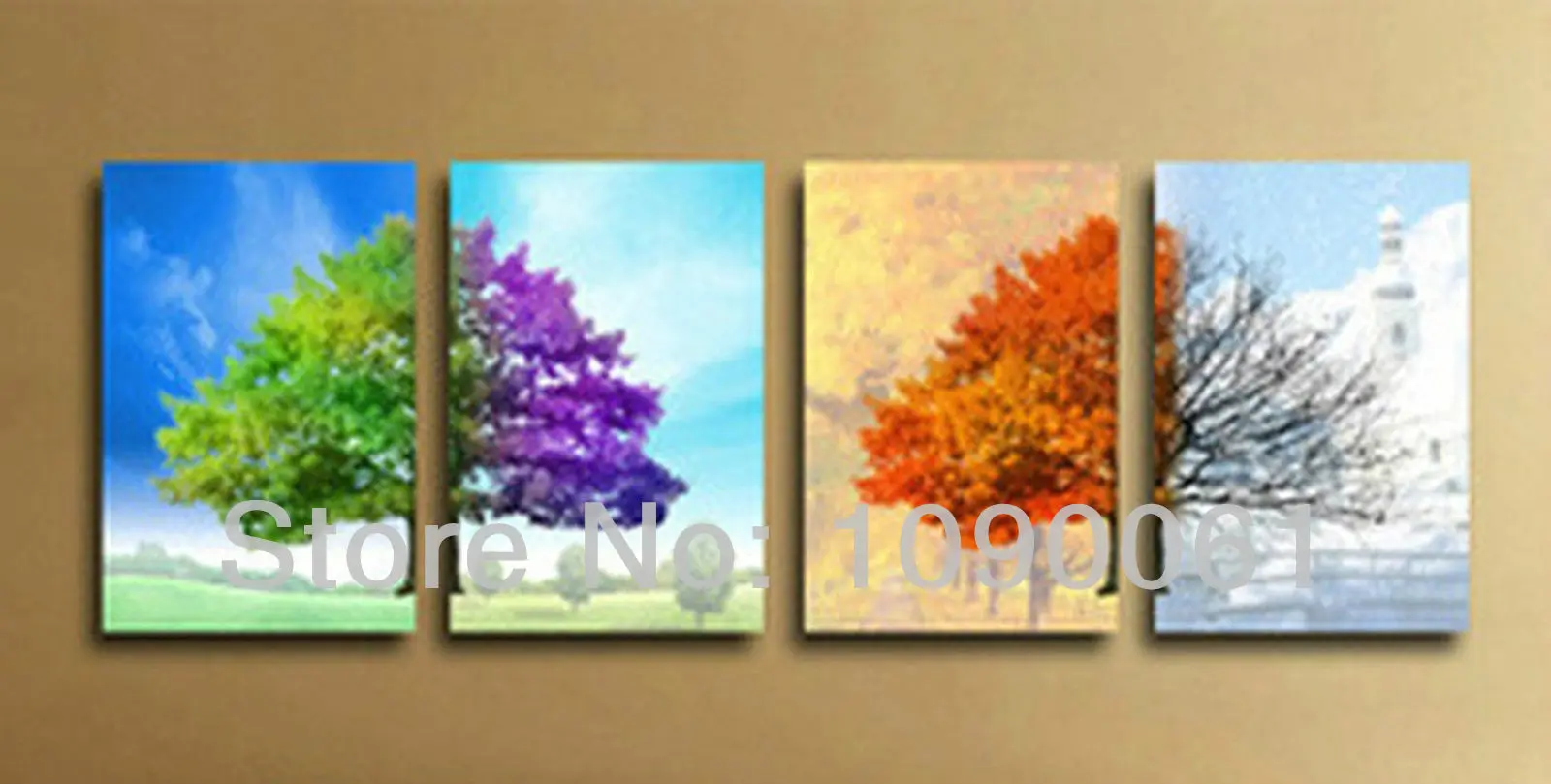 Hand Painted Modern Abstract Tree Paintings Four Seasons Wall Decor El4148