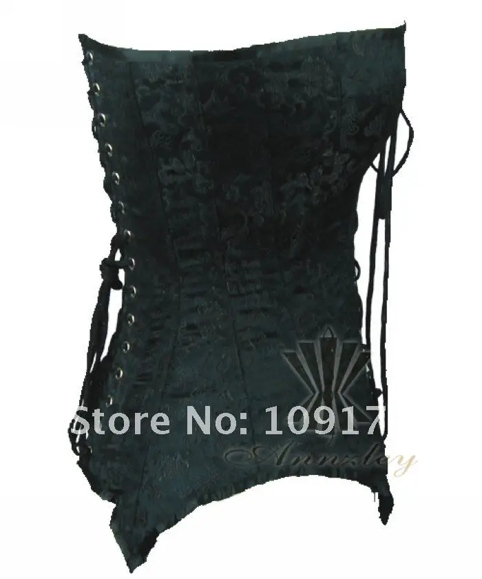 Black Steel Boned Waist Training Corset Top (3).jpg