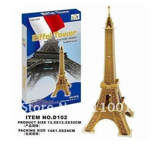 LINGLESI D102 3D puzzle paper craft Eiffel Tower DIY 3D three-dimensional puzzle Building model Educational Toy free shipping.jpg