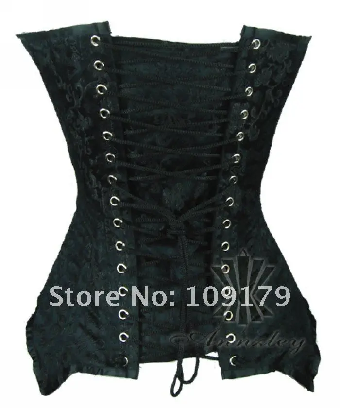 Black Steel Boned Waist Training Corset Top (2).jpg