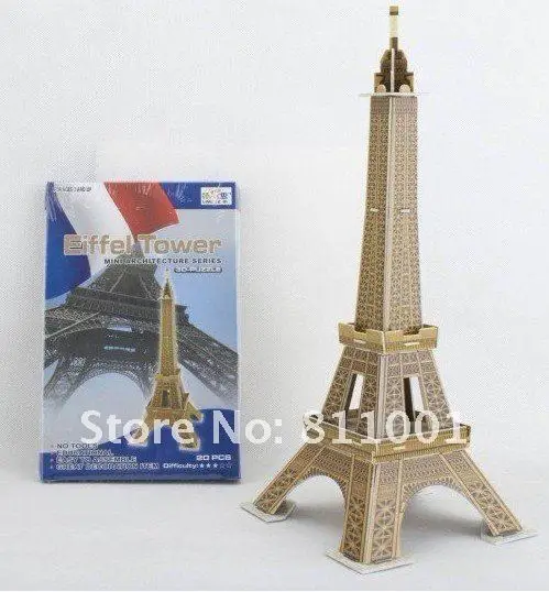 LINGLESI D102 3D puzzle paper craft Eiffel Tower DIY 3D three-dimensional puzzle Building model Educational Toy free shipping 2.jpg