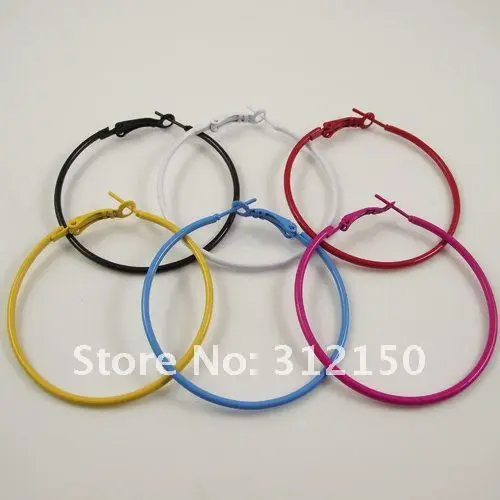 72pcs(36pairs)free shipping 50cm Colorful Big Hoop Earring. Fashion Earrings