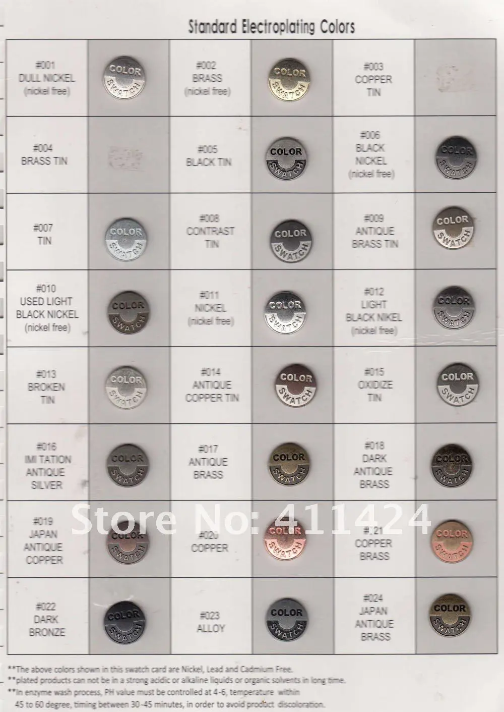 plate color card SINK