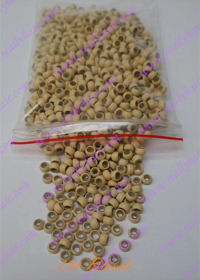 Pacote de Trigo Talão com Linha de Silicone para Nano Kit de Ferramentas Unidades Silicone Micro Nano Hair Extensions 7 Cores Opcional 1000 - 9 1000 unidades pacote de Trigo silicone micro