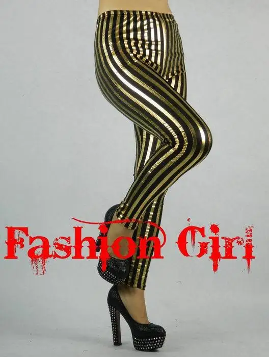 Punk Fashion Gold Metallic Leggings 