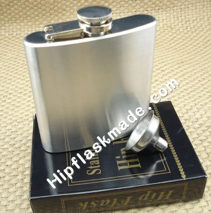 10pcs/lot Lead-free  6oz ALCOHOL stainless steel hip flask with  free  funnel