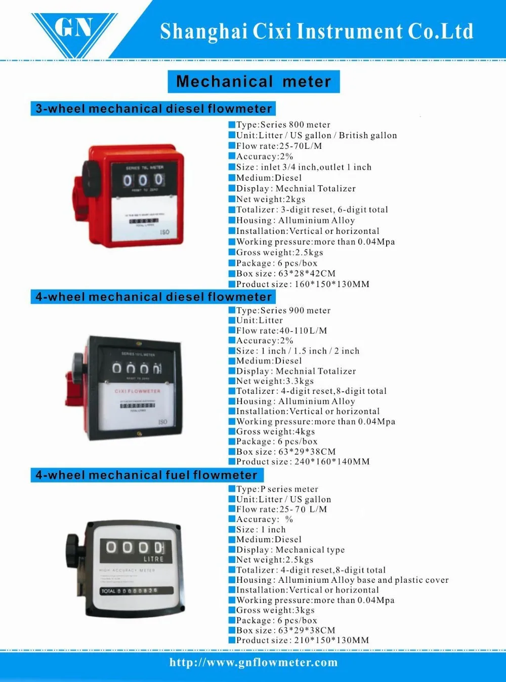 Medidor mecânico de 1 polegada para diesel série 900