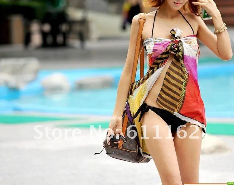 top quality 10pcs women's Chiffon Swim Wear/Beach scarves/Swimwear/Bikinis/Colorful random/Mix order