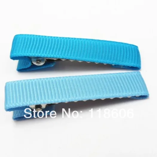 Blue Grosgrain Ribbon Wrapped Alligator hair Clips .jpg