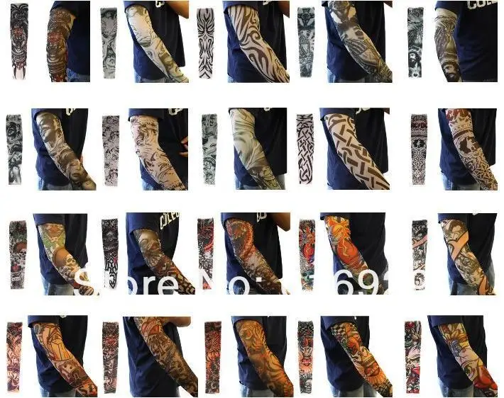 Tattoo Sleeves Outdoor Leg Men Tattoos Uv Sunscreen Cycling Arm Long Style Female Flowers Arm-333312331.JPG