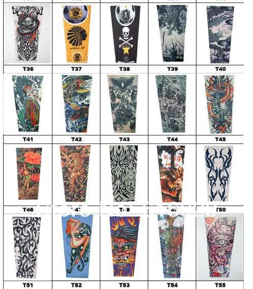 Tattoo Sleeves Outdoor Leg Men Tattoos Uv Sunscreen Cycling Arm Long Style Female Flowers Arm-332.JPG