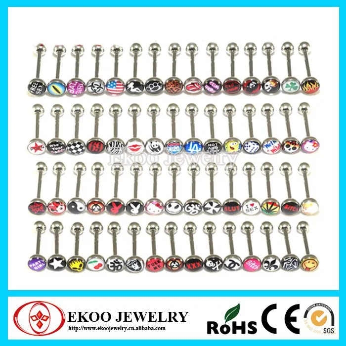 14031914T Dome Logo Barbell Various Designs Logo Tongue Ring