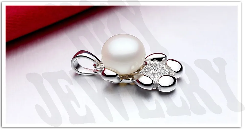 grade of present to doughter 100% silver hand polished setting true natural pearl lovely little bear pendant with free chains
