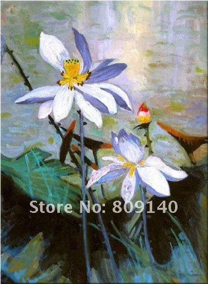 Stretched Oil Painting Canvas Flower Abstract Lotus Decoration Asian Stretched Oil Painting Canvas Flower Abstract Lotus Decoration Asian Art High Quality Handmade Home Office Wall