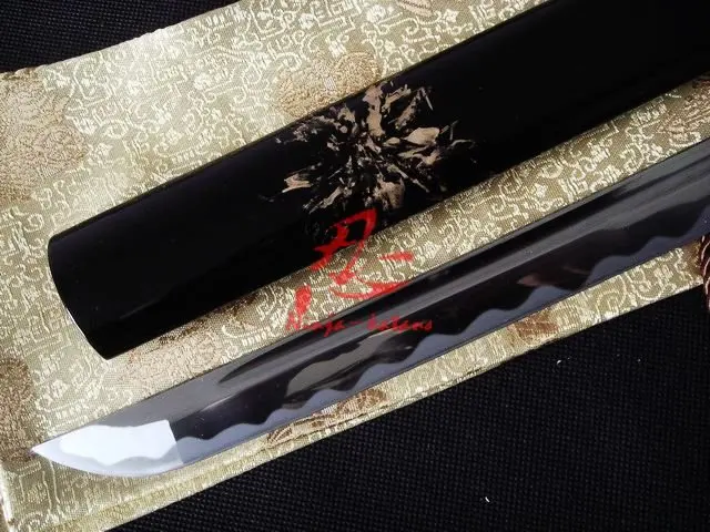 Handmade black japanese katana petal tsuba full functional sword sharpened blade