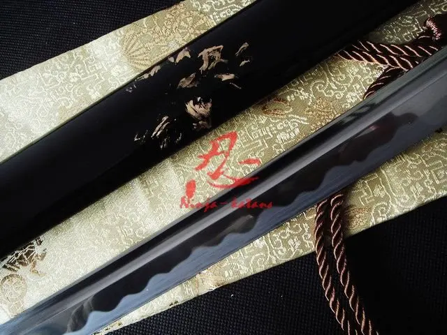 Handmade black japanese katana petal tsuba full functional sword sharpened blade