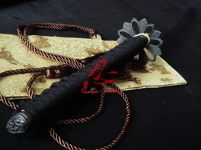 Handmade black japanese katana petal tsuba full functional sword sharpened blade